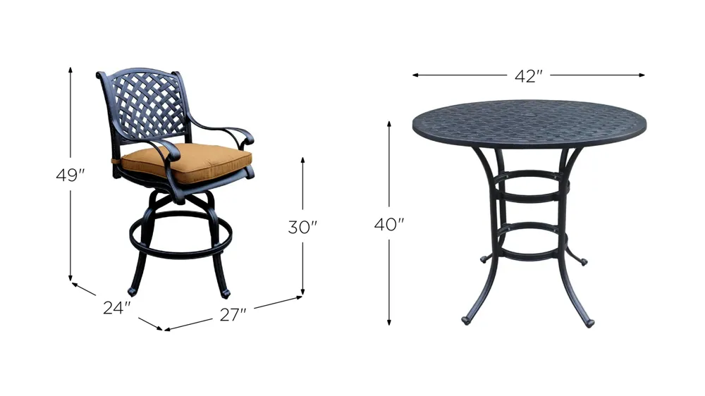 Castle Rock Outdoor 5-pc. Bar Set Dimensions