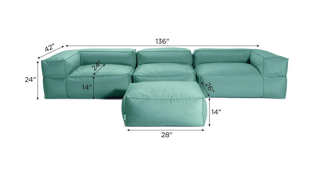 Spazio 4-pc. Outdoor Sofa with Ottoman Dimensions