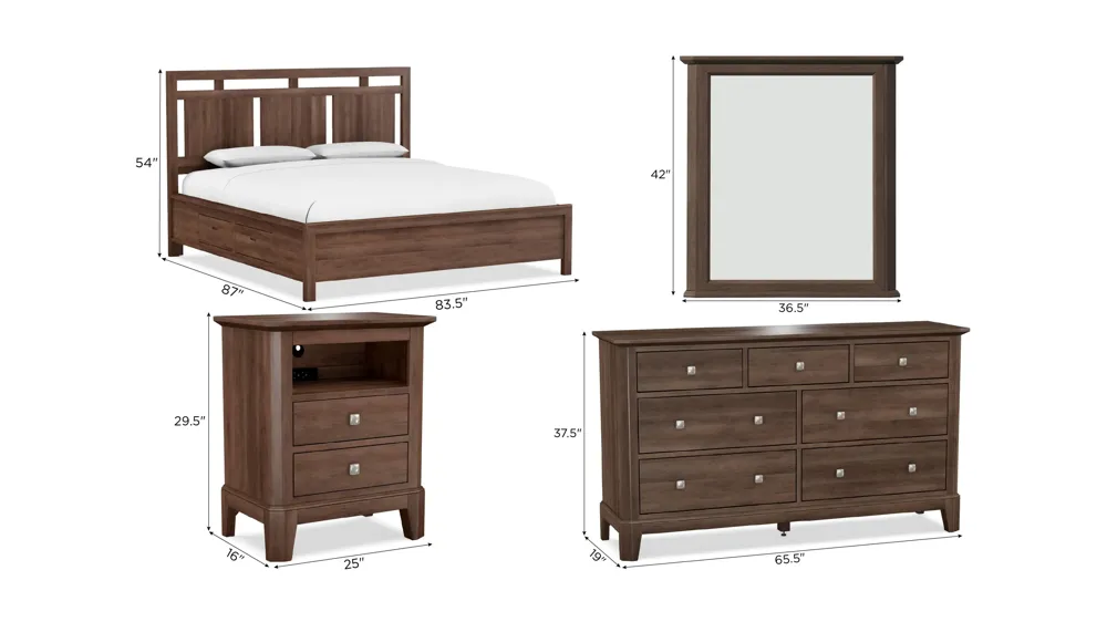 Urbane 4-pc. High-Profile Bedroom Set Dimensions