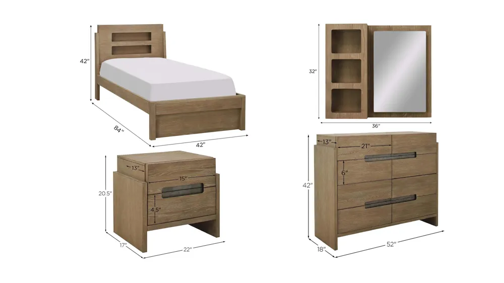 Copper Harbor 4-pc. Bedroom Set Dimensions