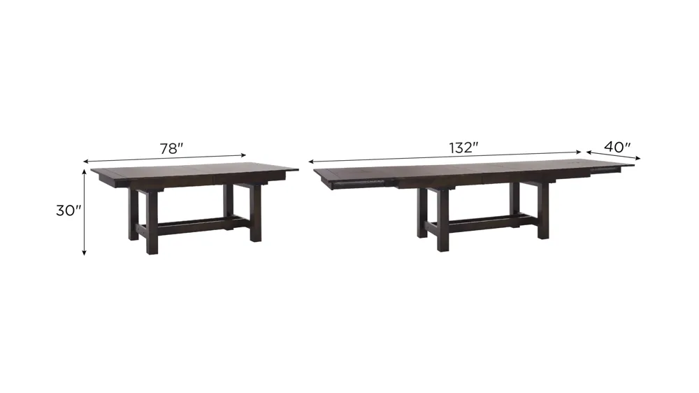Mirabelle 3-Leaf Dining Table Dimensions