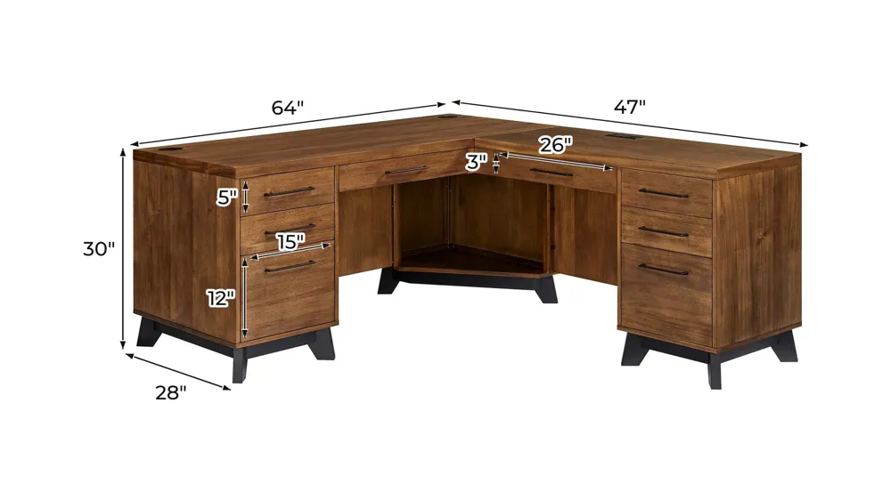 Avery Complete Pedestal L Desk Dimensions