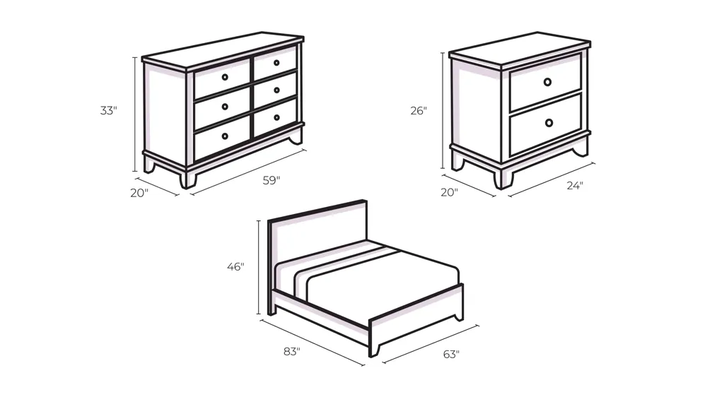 Aldo 4-pc. Bedroom Set Dimensions