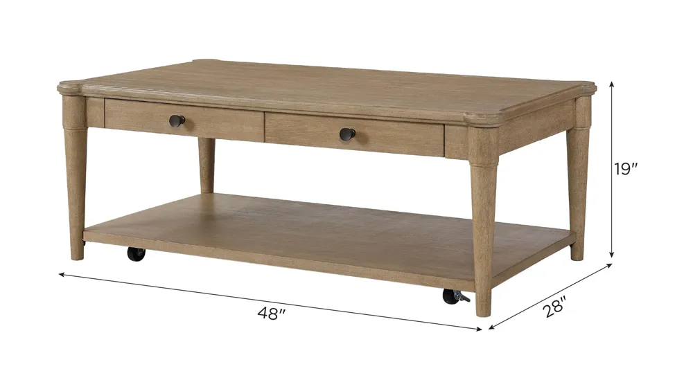 Citrus Heights Table w/ caster Dimensions