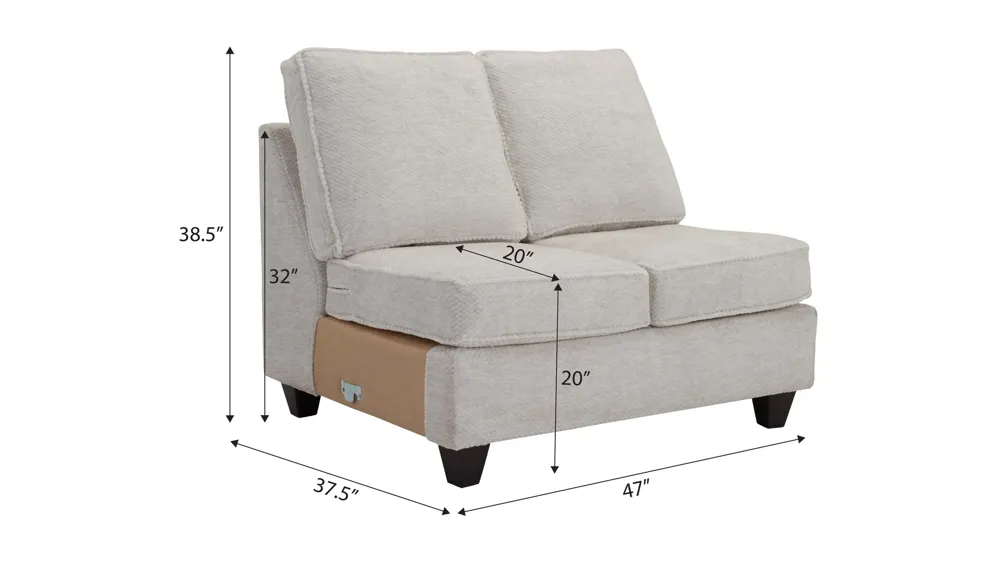 Dune Armless Loveseat Dimensions