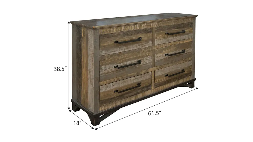 Loft Brown 6 Drawer Dresser Dimensions