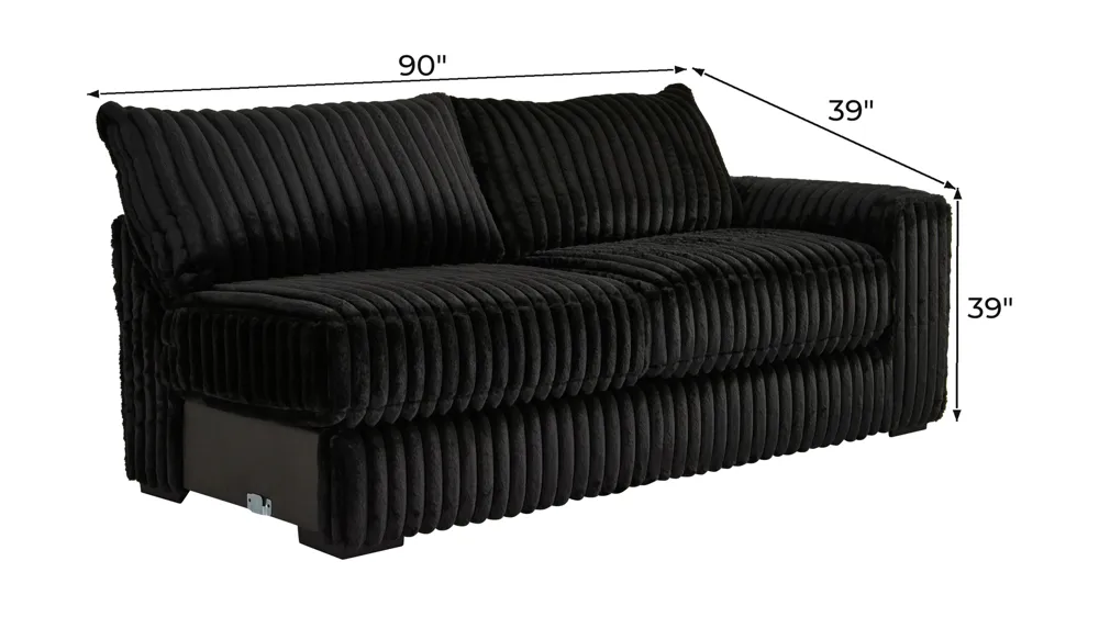 Onyx Moon Right Arm Facing Loveseat Dimensions