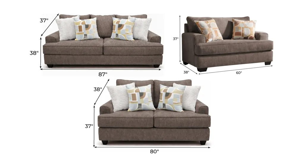 Solara Living Room Set Dimensions