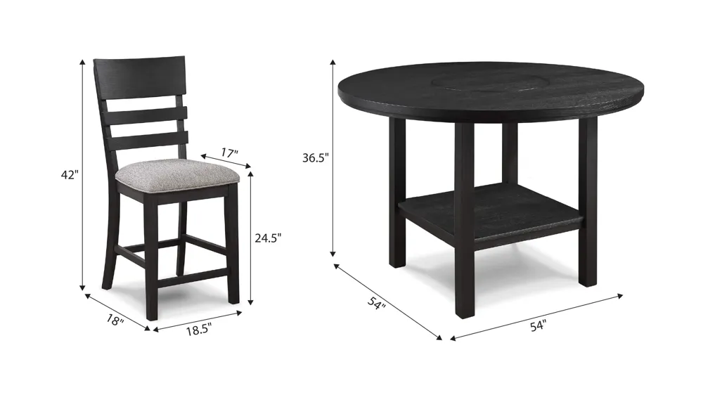 Guthrie 5-pc. Counter-Height Dining Set Dimensions