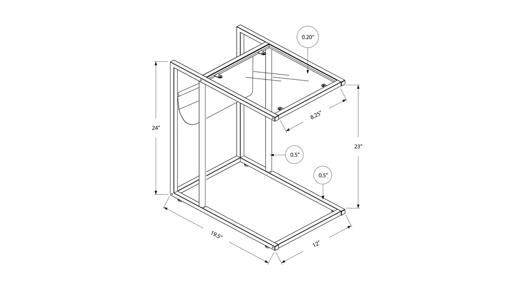 Keuka Accent Table w/ Magazine Holder Dimensions