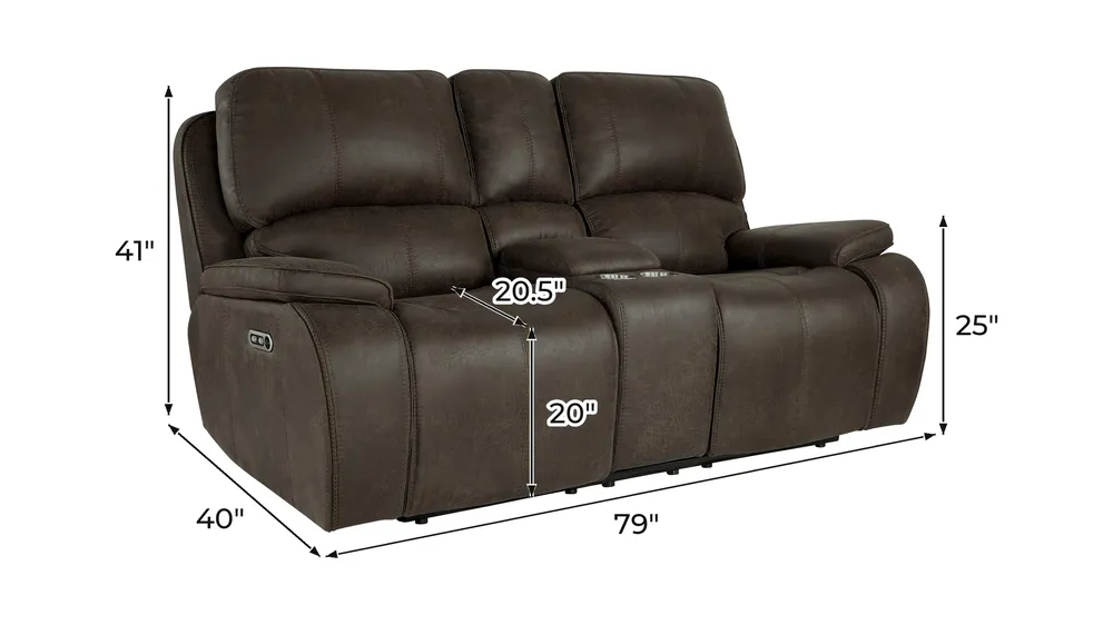 Brookings Power Console Loveseat Dimensions