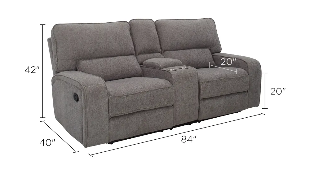 Duvall Chenille Reclining Console Loveseat Dimensions