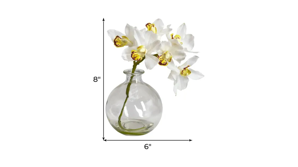 Cymbidium with Vase Silk Flower Arrangement (Set of 3) Dimensions