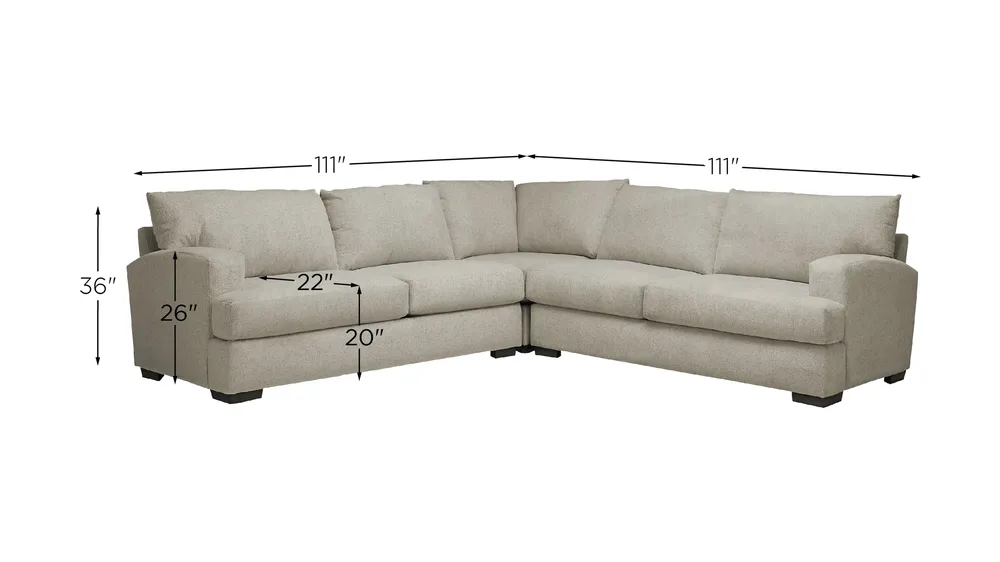 Haley 3-pc. Sectional Dimensions