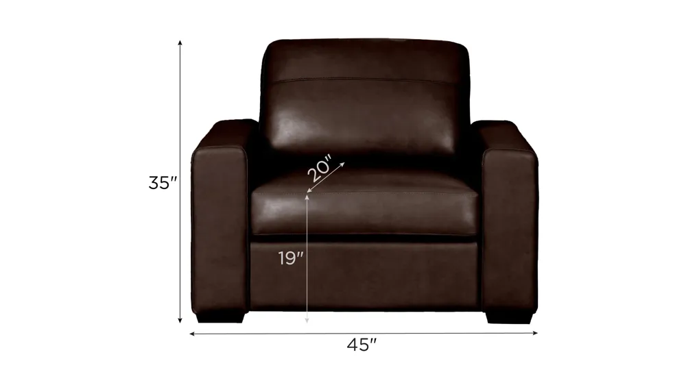 Harley 2-pc. Leather Chair Dimensions