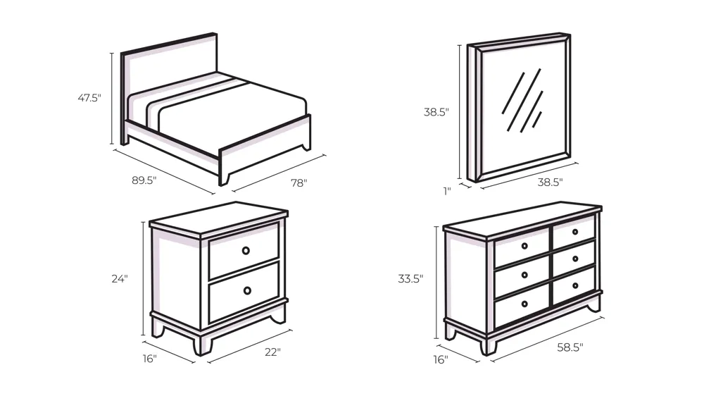 Louis Phillip 4-pc. Bedroom Set Dimensions
