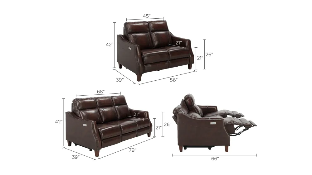 Thomas 2-pc. Power Sofa and Loveseat Set Dimensions
