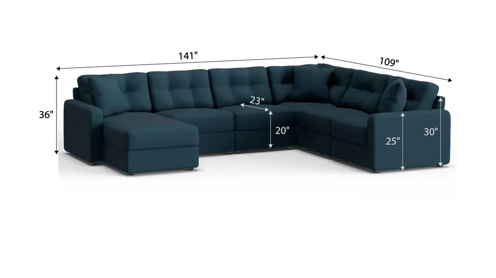 ModularOne 6-pc. Sectional Dimensions