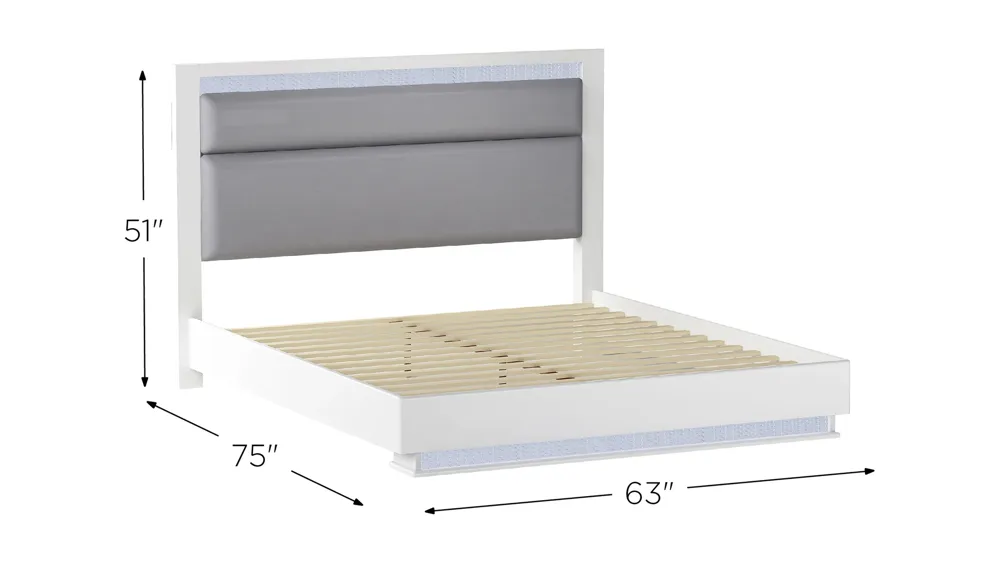 Moscow Upholstered Bed w/ LED Lights Dimensions