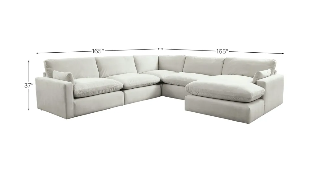 Sophie 5-Piece Sectional with Chaise Dimensions