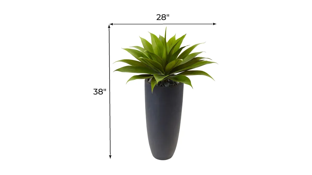 Agave Artificial Plant in Gray Cylinder Planter Dimensions