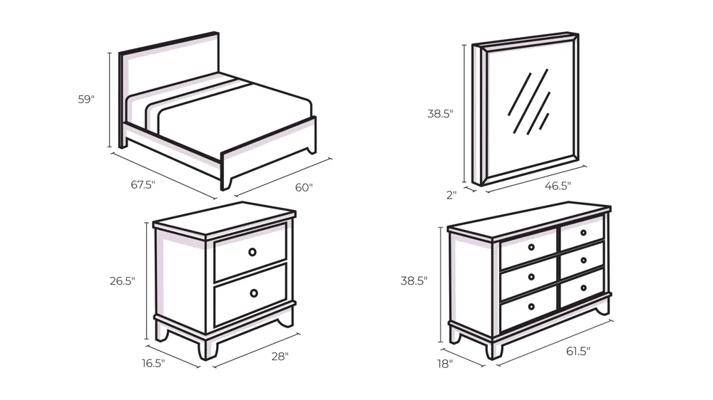 Pueblo 4-pc. Panel Bedroom Set Dimensions
