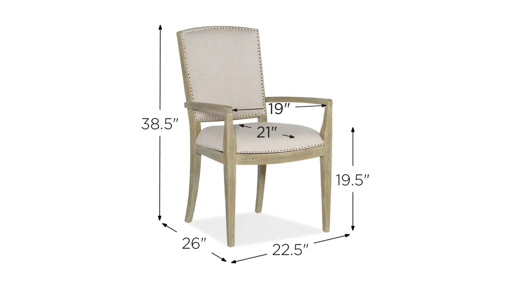Surfrider Carved Back Arm Chair - Set of 2 Dimensions