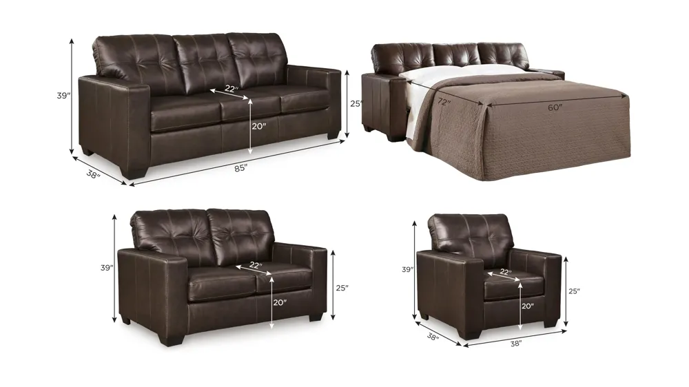 Arvell Living Room Set Dimensions
