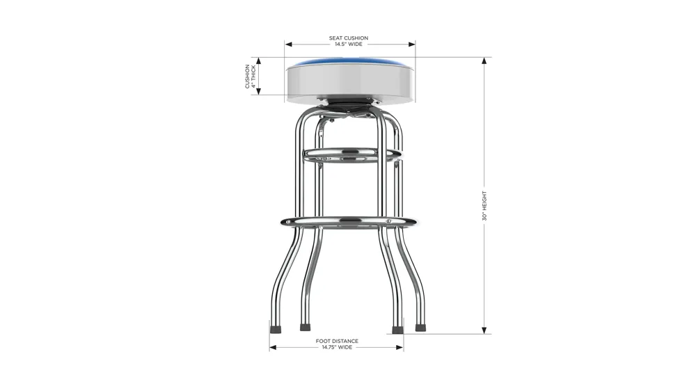 NCAA Backless Swivel Bar Stool Dimensions