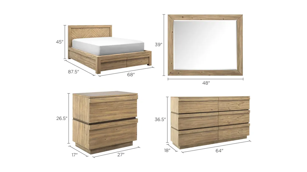 Playa 4-pc. Platform Bedroom Set w/ Storage Bed Dimensions
