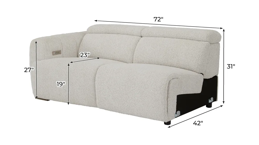 Elton Left Arm Facing Dual Power Loveseat Dimensions