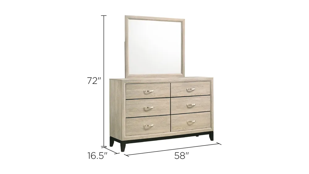 Akerson Bedroom Dresser w/Mirror Dimensions