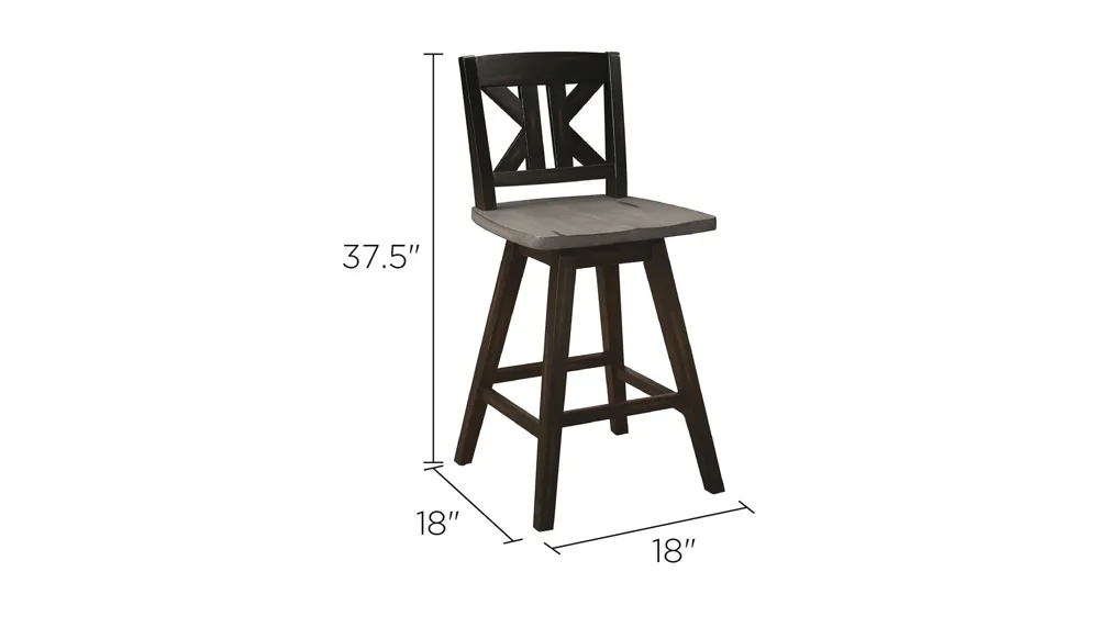 Trouvaille Counter-Height Swivel Chair - Set of 2 Dimensions