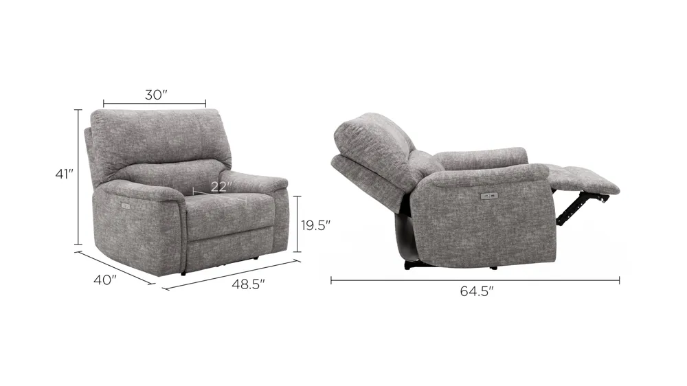 Zeke Chenille Wallaway Power Recliner Dimensions