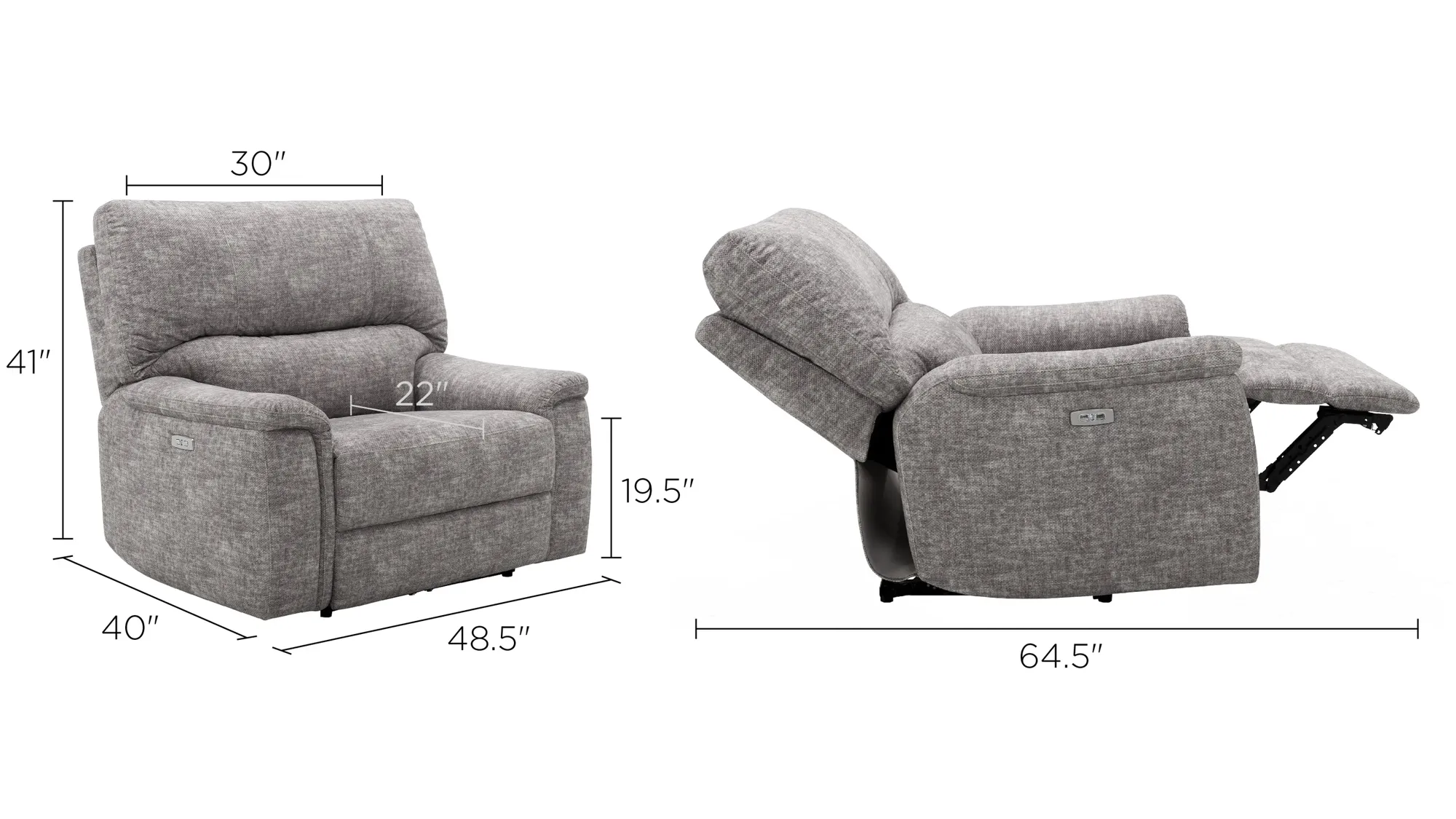 Zeke Chenille Wallaway Power Recliner | Raymour & Flanigan