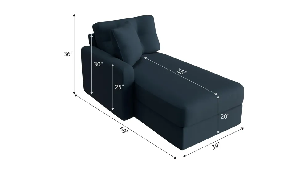 ModularOne Left Arm Facing Chaise Dimensions