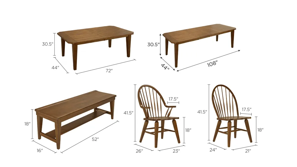Colebrook 6-pc. Dining Set Dimensions