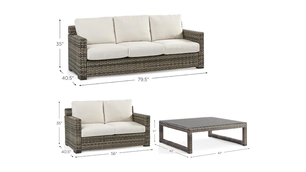 New Java 3-pc. Outdoor Living Patio Set Dimensions