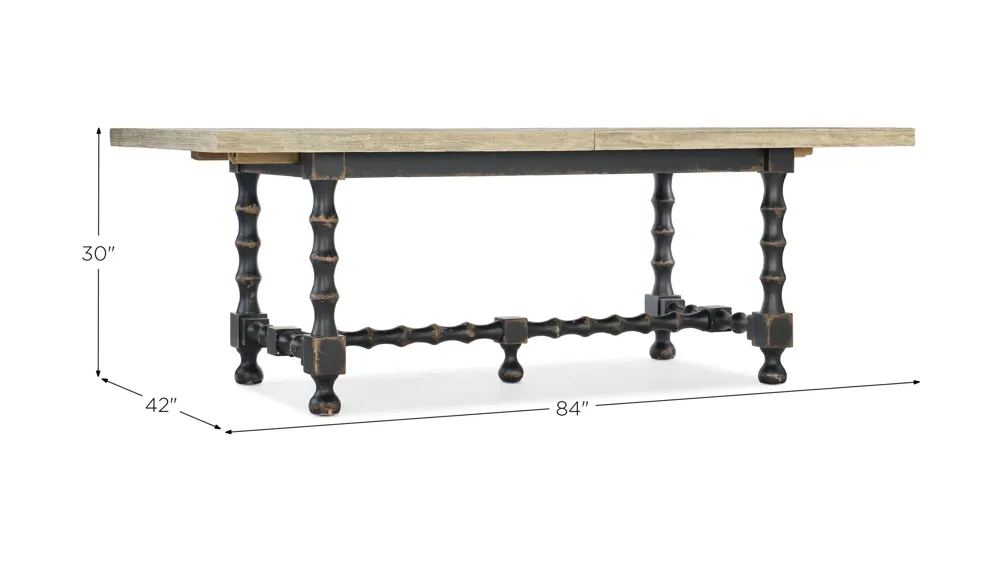 Ciao Bella 84in Rectangular Trestle Dining Table with Two Leaves Dimensions
