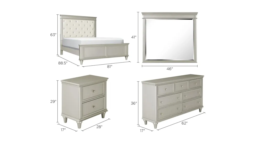 Tiffany 4-pc. Upholstered Bedroom Set | Raymour & Flanigan