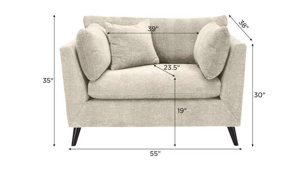 Caruso Chair and a Half Dimensions