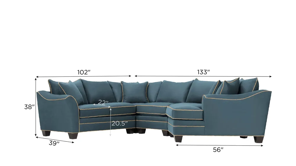 Foresthill 4-pc. Right Hand Cuddler Sectional Sofa Dimensions