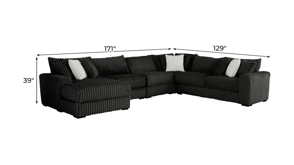 Onyx Moon 5-pc. Sectional Dimensions