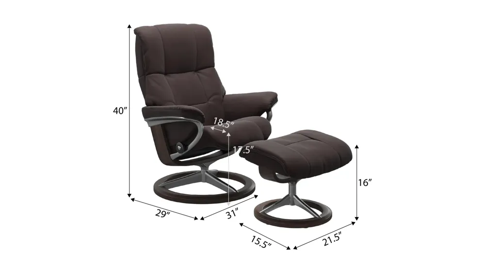 Mayfair Small Signature Chair w/ Ottoman Dimensions