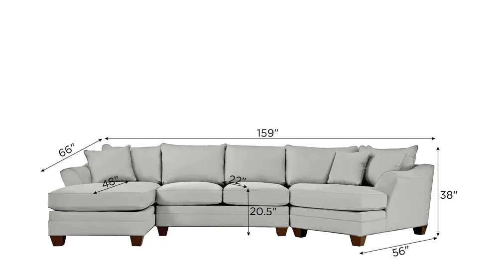 Foresthill 3-pc. Left Hand Facing Sectional Sofa Dimensions