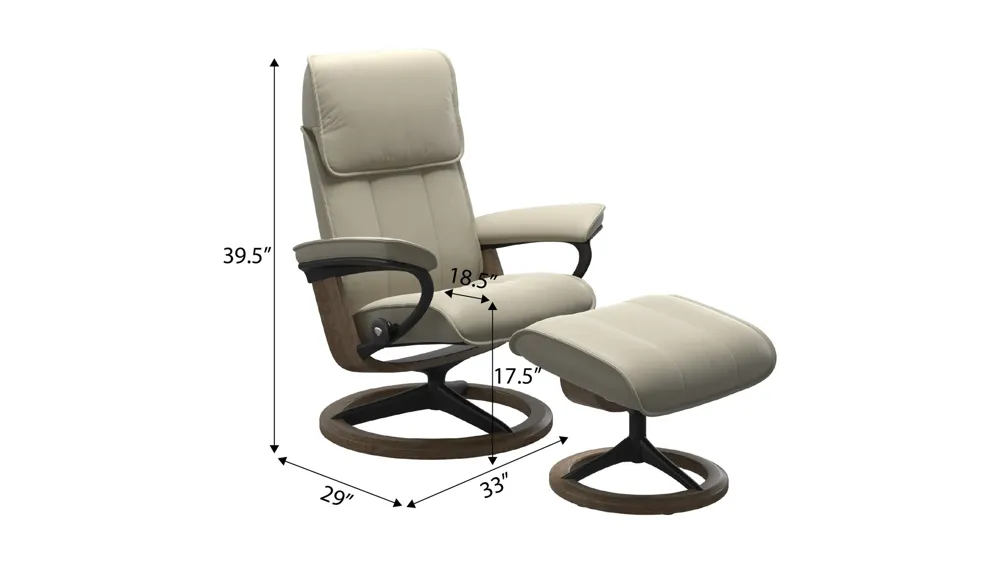 Admiral Medium Signature Chair & Ottoman Dimensions