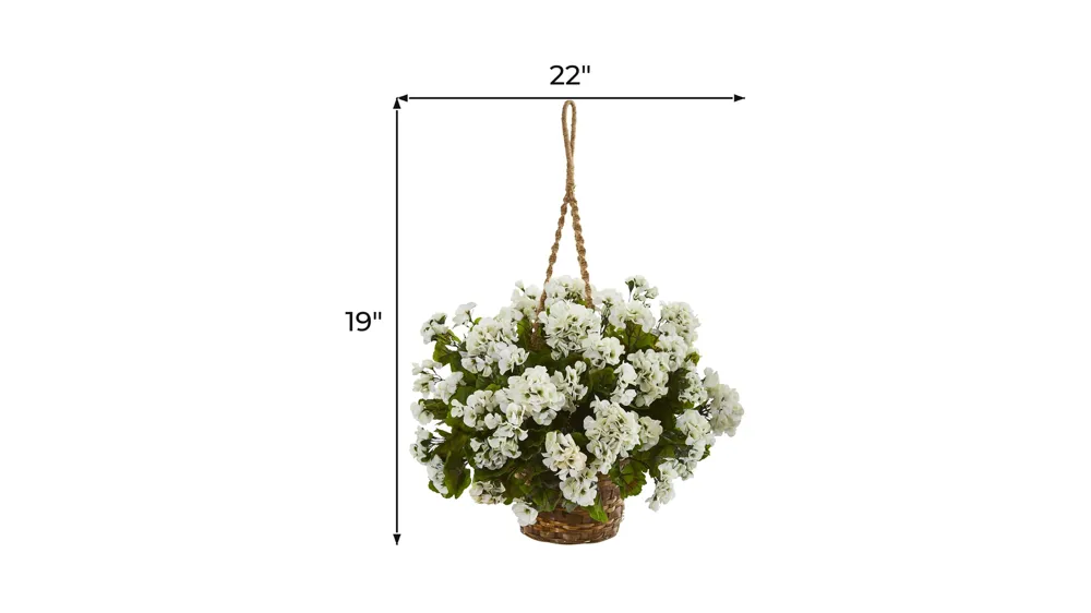 Geranium Hanging Basket Artificial Plant (Indoor/Outdoor) Dimensions
