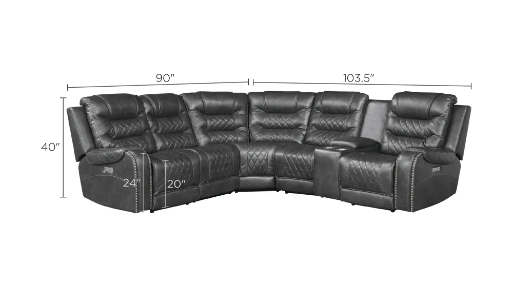 Greenway 6-pc. Modular Power Reclining Sectional Sofa Dimensions