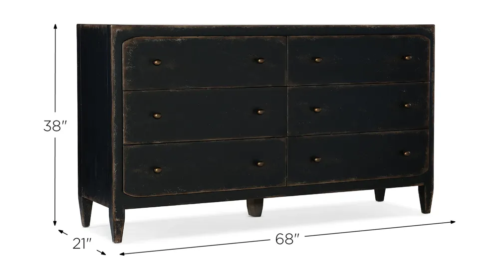 Ciao Bella Six-Drawer Dresser Dimensions