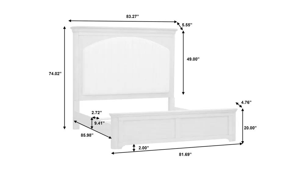 Abbotts Glen Upholstered Bed Dimensions